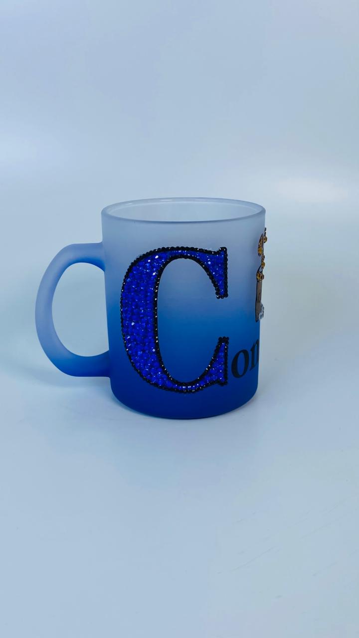 Taza Frosted Azul Cafe 