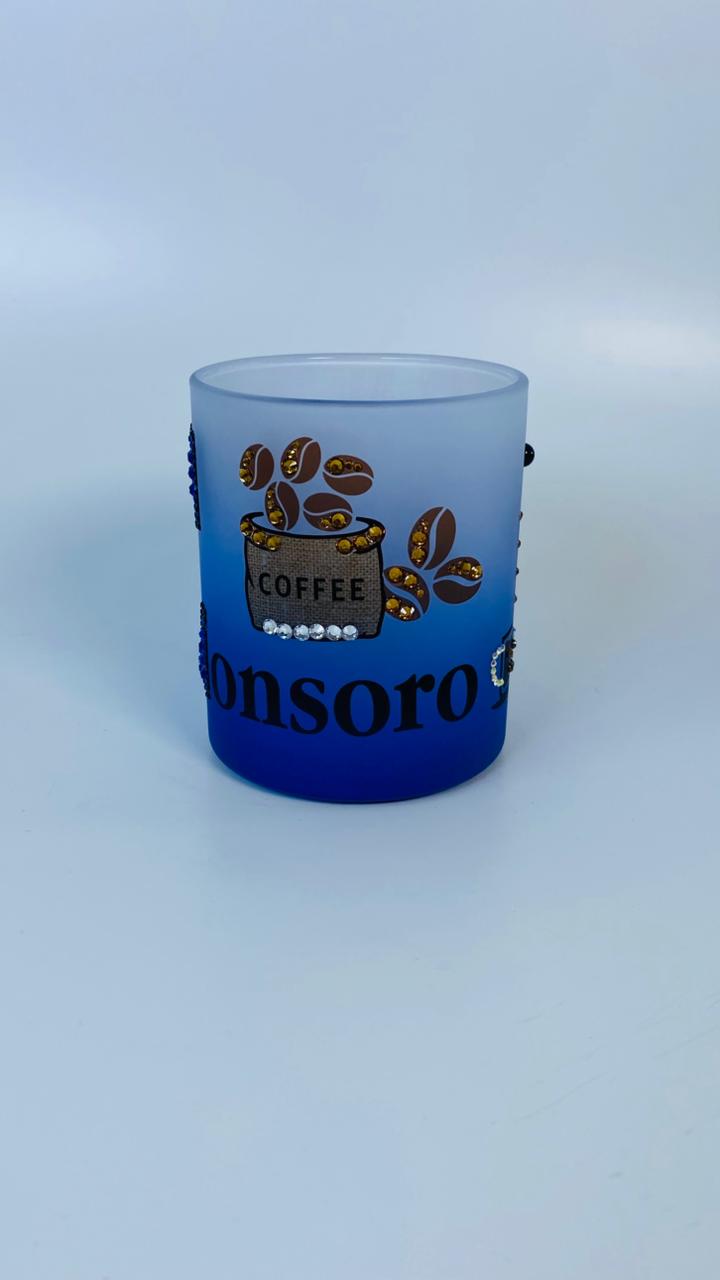 Taza Frosted Azul Cafe  2