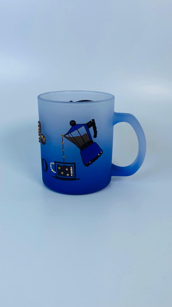 Taza Frosted Azul Cafe  3