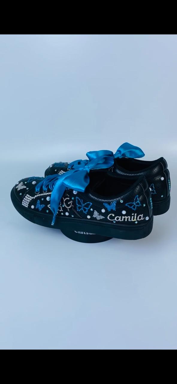 Tenis Negros Mariposa Quinceañera 3
