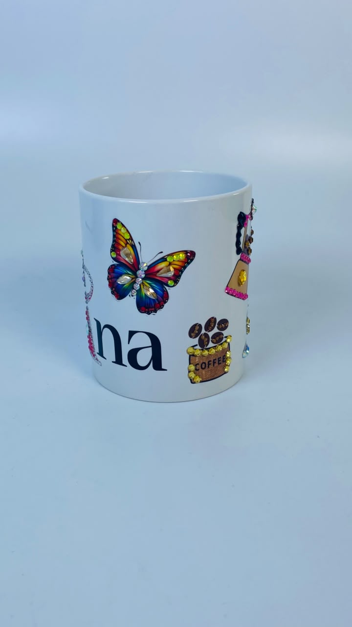 Taza Blanca Mariposa Cafe 2