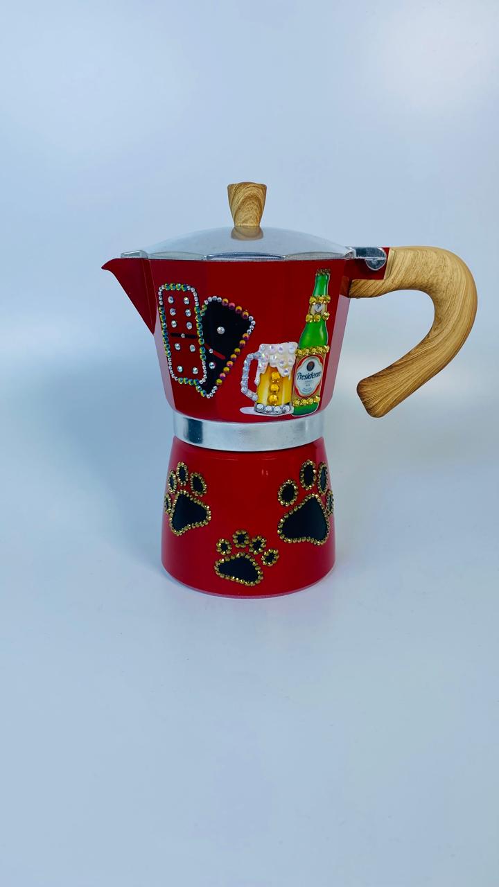 Greca Italiana roja con huellitas de perrito 2