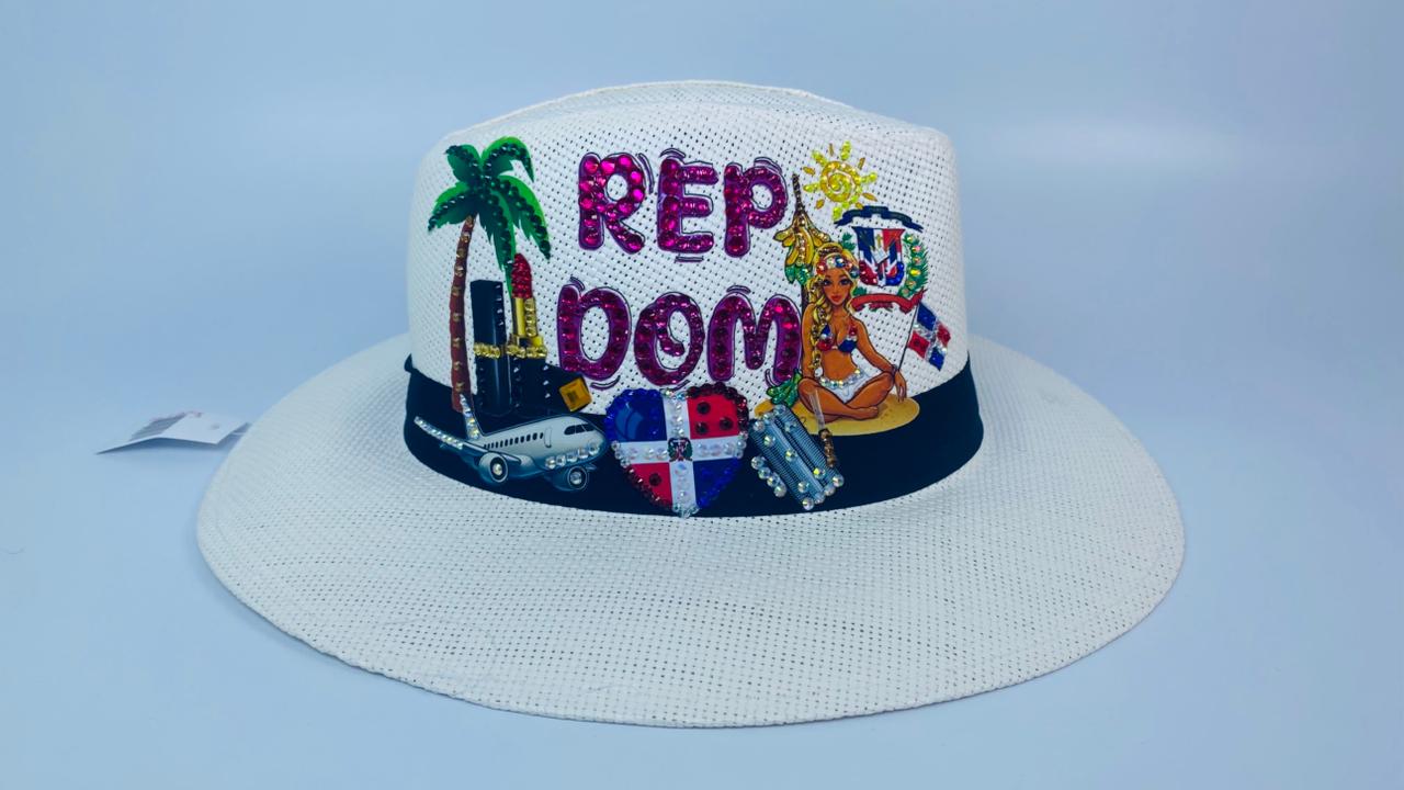 Sombrero cana Blanco REP DOM rosa