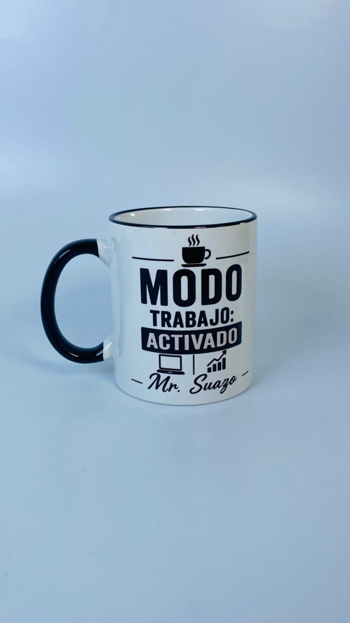 Taza Blanca Aza Negra Modo trabajo
