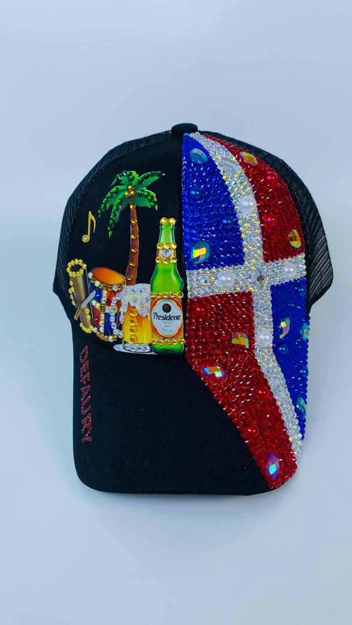 Gorra Negra Dominicana Completa Con Bebidas