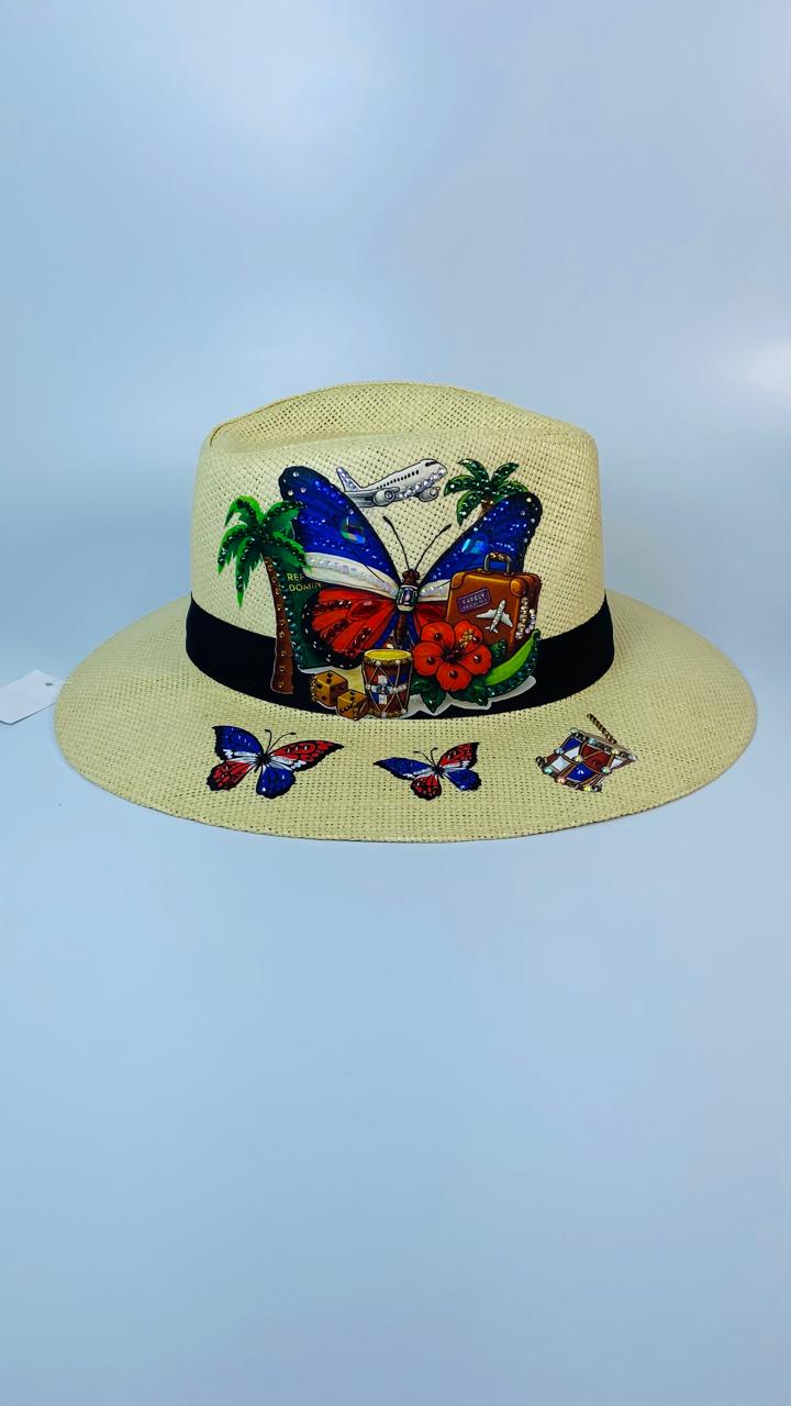 Sombrero con mariposa de bandera